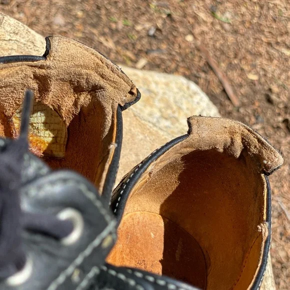 John Fluevog Adrians Amanda Saddle Shoe Loafer Leather Size 8 Womens Black Khaki - Picture 12 of 16